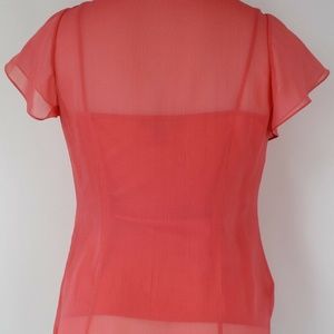 St John Tops - St. John Coral Sheer Short Sleeve Blouse Size 2 St John Tops - St. John Coral Sheer Short Sleeve Blouse Size 2